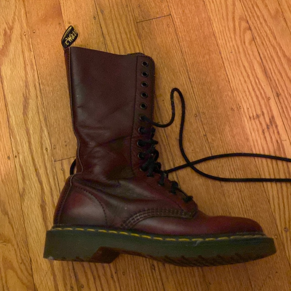 doc martens leather 14 eye lace up burgundy ox blood boots size 37